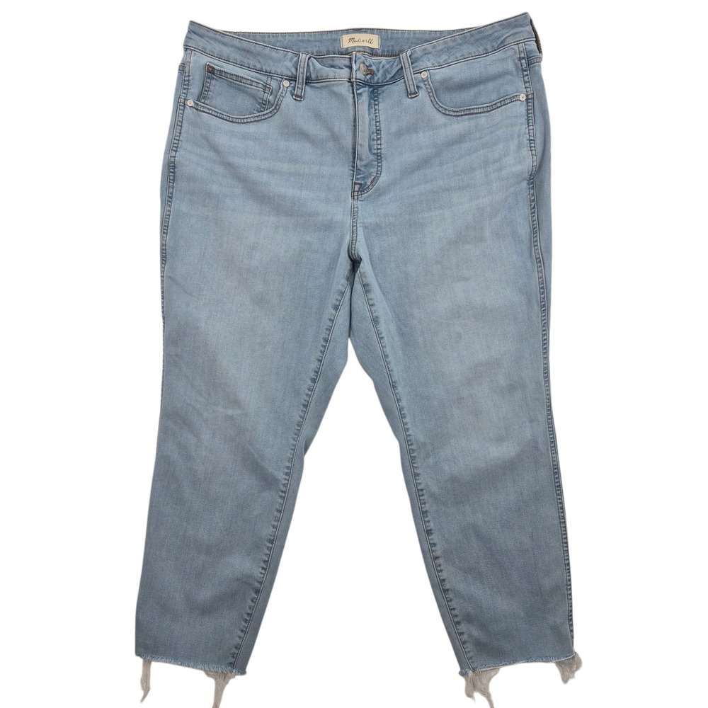 Madewell 10 High-Rise‎ Skinny Crop Jeans 20W Light Wash Blue Raw Hem G4635
